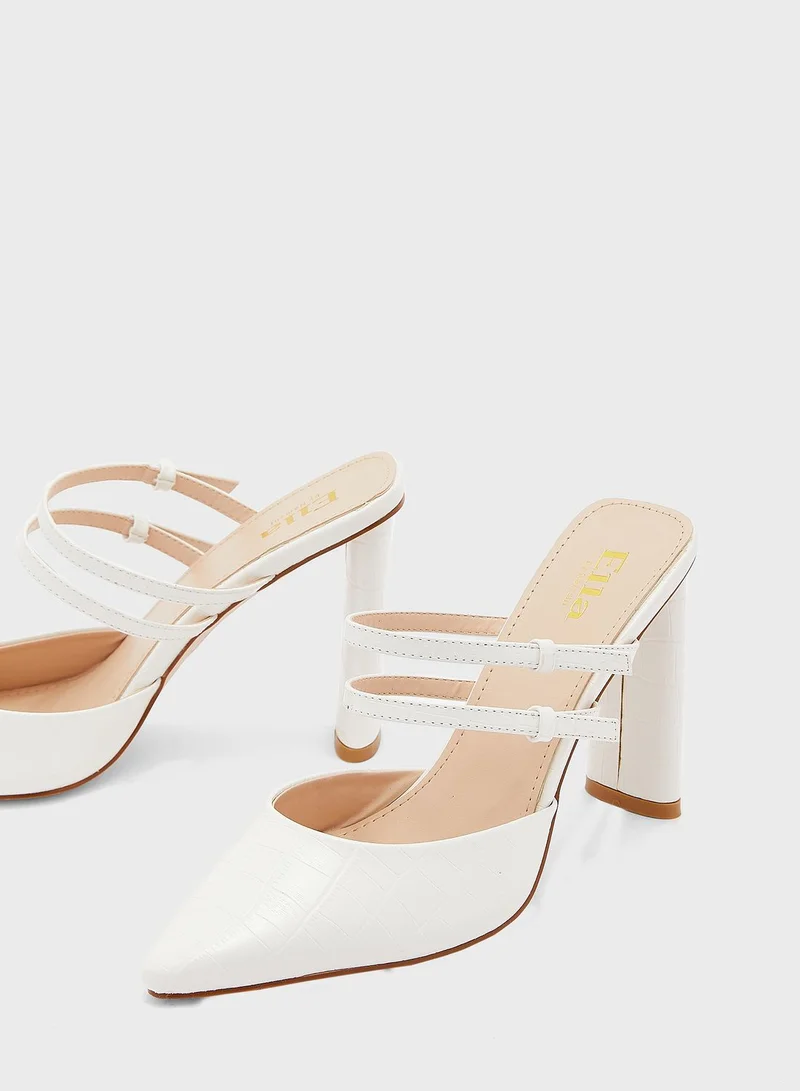 ELLA Double Strap Croc Effect Slip On Pump