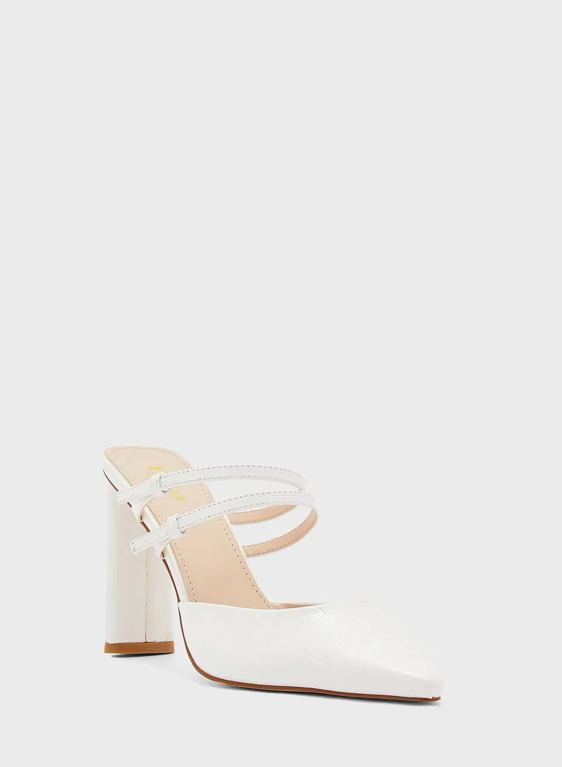 ELLA Double Strap Croc Effect Slip On Pump