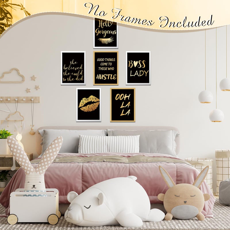 Clabby 6 Pcs Black Gold Wall Art Decor Posters Inspirational Wall Poster Boss Lady Motivational Saying 8" x 10" Print Decor Unframed Motivational Print for Women Bedroom Living Room - Image 5