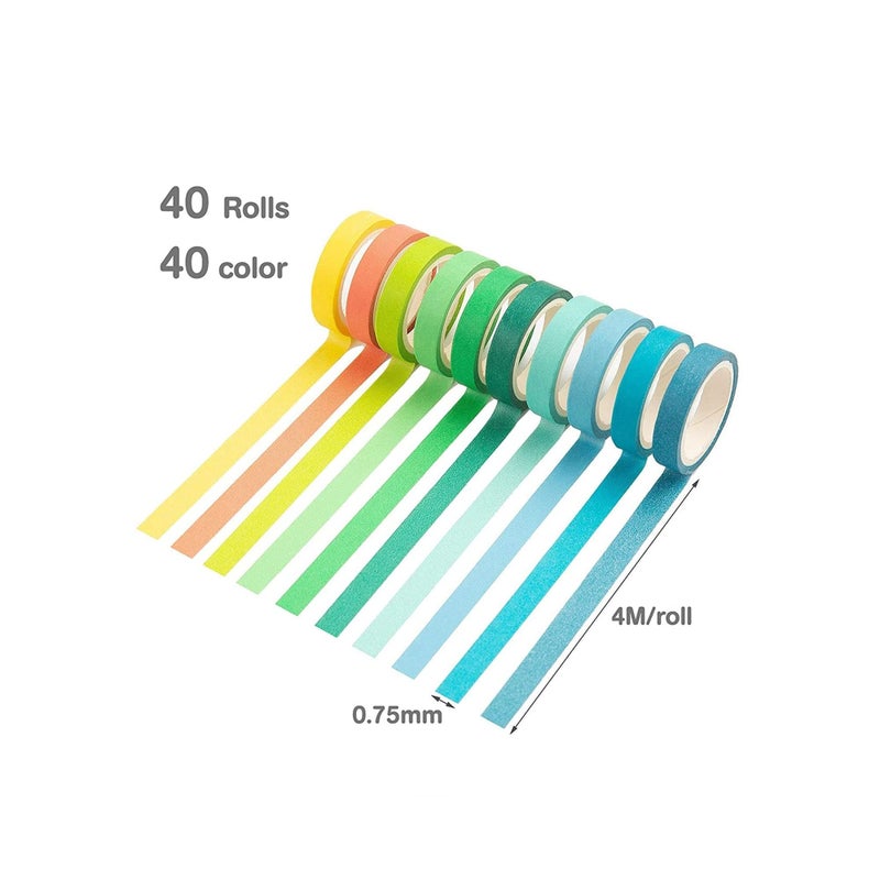 Zikra Washi Tape Set, Colored Decorative Masking Tapes, 40 Rolls Painters Tape, Art Supplies for Kids Children and Gifts Warpping - Image 2