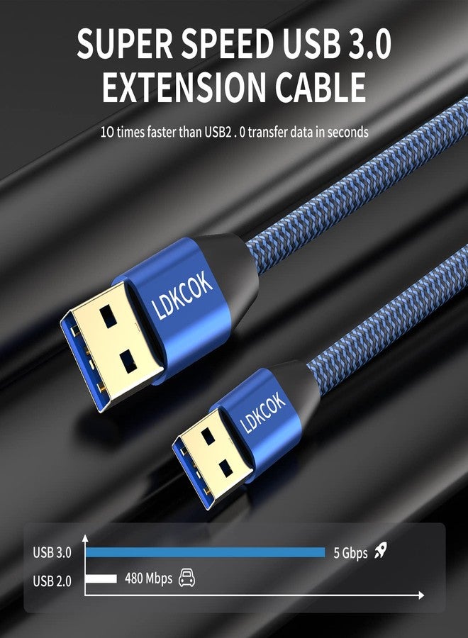 LDKCOK كابل USB إلى USB بطول 20 قدم، متين ومضفر لنقل البيانات من USB 3.0 ذكر إلى ذكر نوع A إلى نوع A متوافق مع القرص الصلب، اللابتوب، مشغل DVD، التلفاز، محور USB 3.0، الشاشة، الكاميرا، صندوق الإعداد والمزيد - Image 5