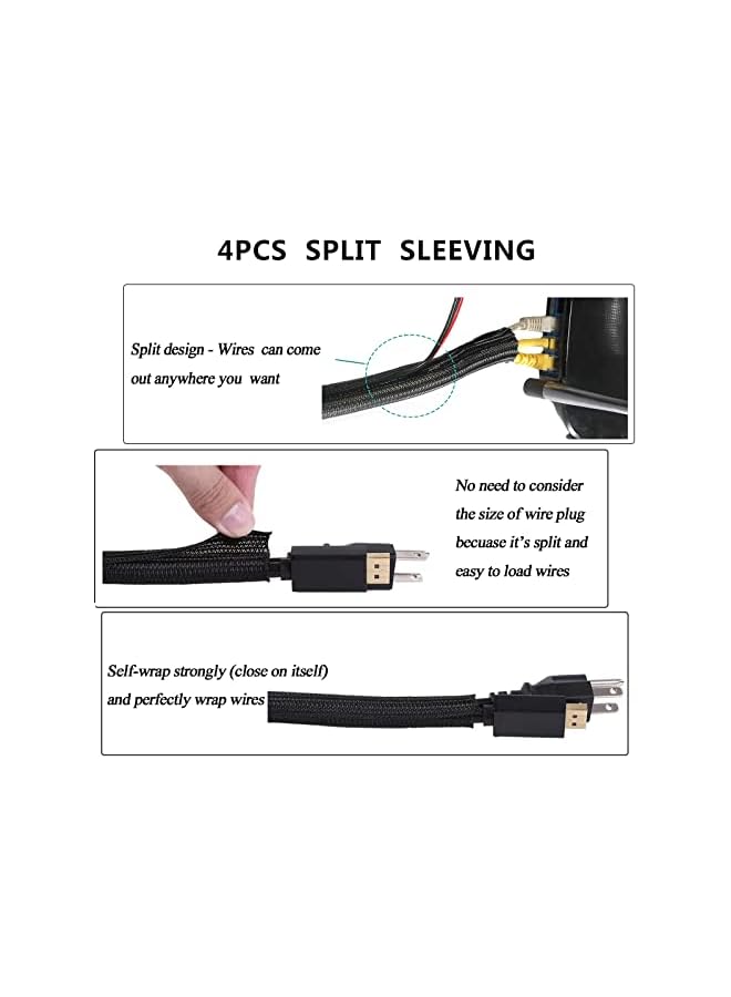 promass 192 PCS Cable Management Kit 4 Wire Organizer Sleeve,11 Cable Holder,35Cord Clips 10+2 Roll Cable Organizer Straps and 100 Fastening Cable Ties for Computer TV Under Desk - Image 5