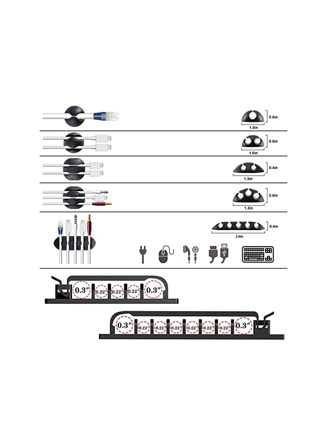 promass 192 PCS Cable Management Kit 4 Wire Organizer Sleeve,11 Cable Holder,35Cord Clips 10+2 Roll Cable Organizer Straps and 100 Fastening Cable Ties for Computer TV Under Desk - Image 4
