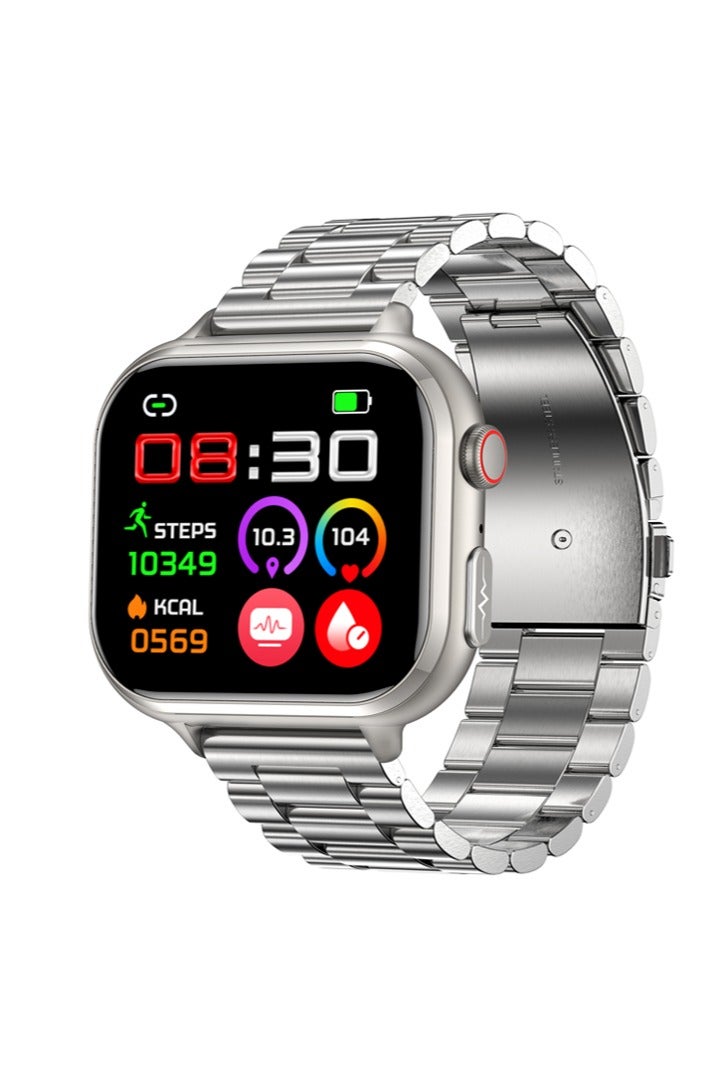 RollsTimi  Men's Women's Fashion Smart Watch Bluetooth Talking Health Monitoring Wristwatch Sports Fitness Tracker Horizontal Retina HD Screen Multi Sport Mode IP68 Waterproof Powerful Battery Life TK17 Silver Steel - Image 1