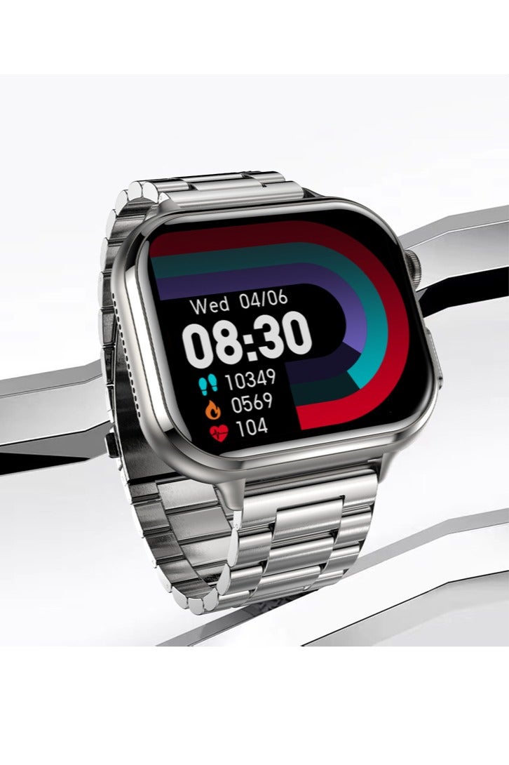 RollsTimi  Men's Women's Fashion Smart Watch Bluetooth Talking Health Monitoring Wristwatch Sports Fitness Tracker Horizontal Retina HD Screen Multi Sport Mode IP68 Waterproof Powerful Battery Life TK17 Silver Steel - Image 4