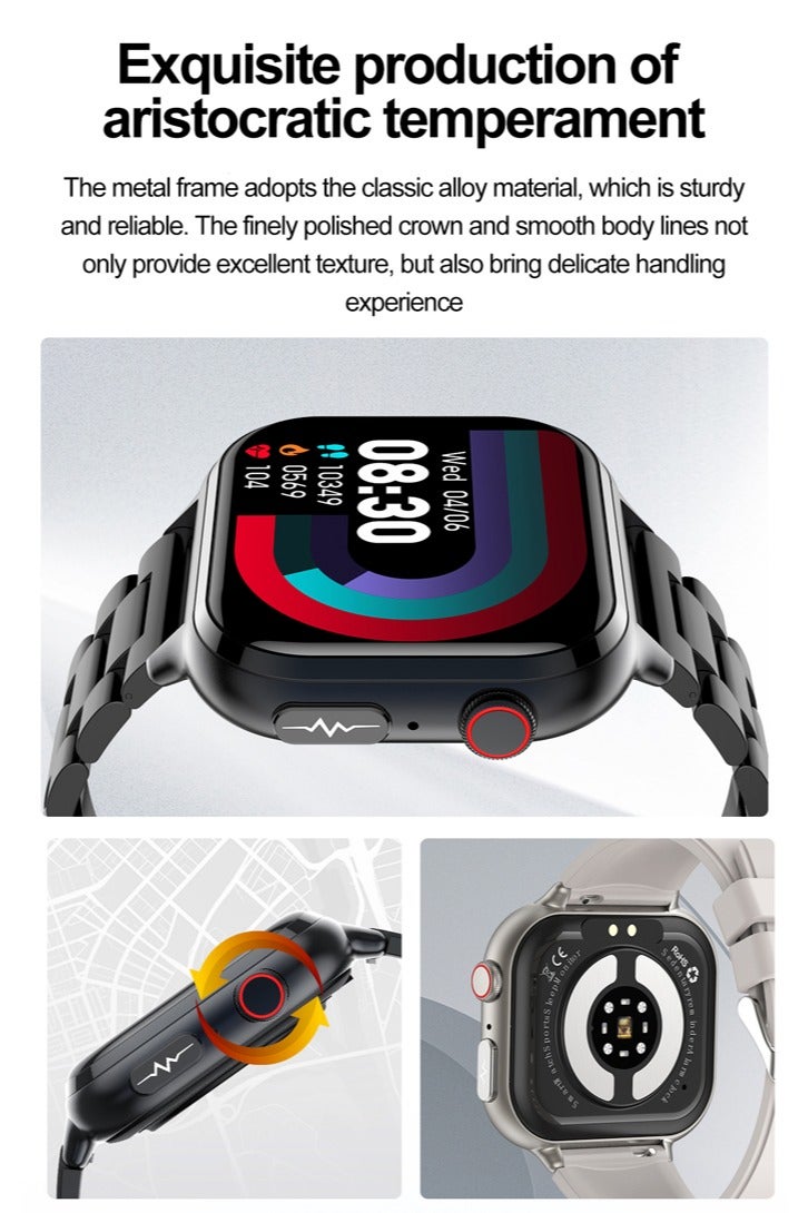 RollsTimi  Men's Women's Fashion Smart Watch Bluetooth Talking Health Monitoring Wristwatch Sports Fitness Tracker Horizontal Retina HD Screen Multi Sport Mode IP68 Waterproof Powerful Battery Life TK17 Silver Steel - Image 4