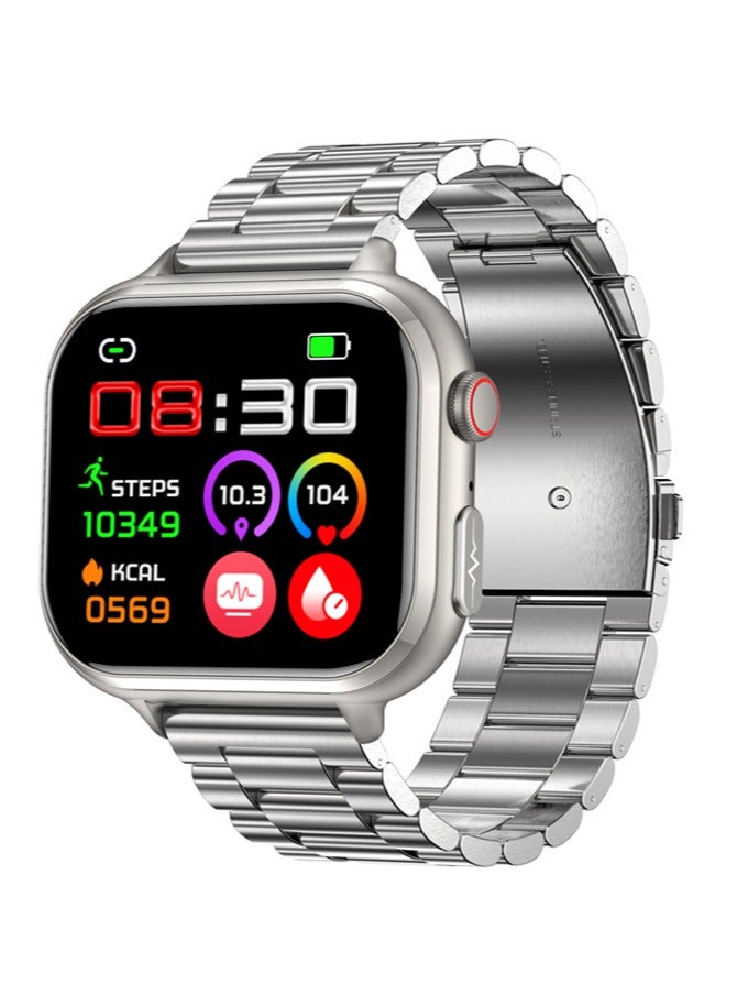 RollsTimi  Men's Women's Fashion Smart Watch Bluetooth Talking Health Monitoring Wristwatch Sports Fitness Tracker Horizontal Retina HD Screen Multi Sport Mode IP68 Waterproof Powerful Battery Life TK17 Silver Steel - Image 1