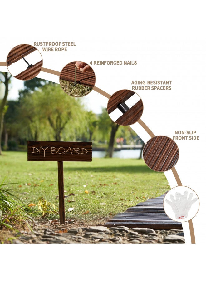 Spurgehom 8FT Wooden Garden Pathway Curved Outdoor Walkway Roll Out Cedar Wood Patio Flooring Path Decorative Lawn Patio Pavers Boardwalk Beach Wedding Party (Brown) - Image 3