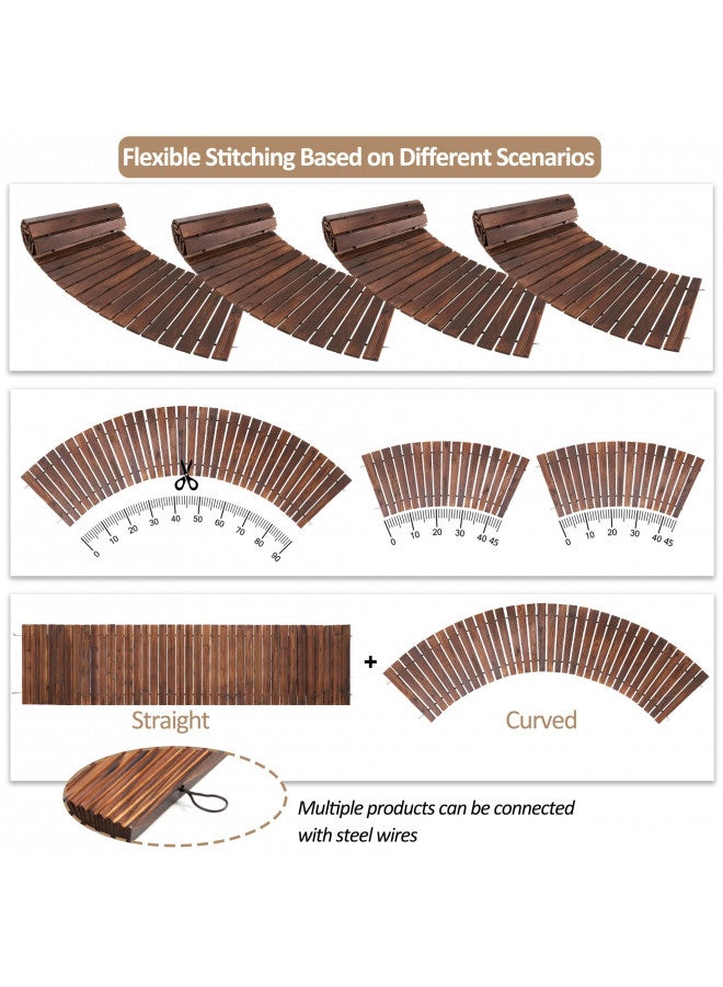 Spurgehom 8FT Wooden Garden Pathway Curved Outdoor Walkway Roll Out Cedar Wood Patio Flooring Path Decorative Lawn Patio Pavers Boardwalk Beach Wedding Party (Brown) - Image 4