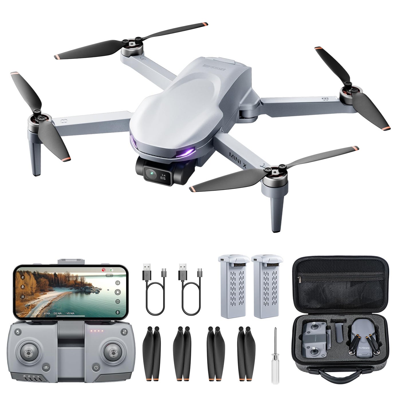 GPS Drone with 2K EIS Camera for Adults,Foldable RC Drones with Auto Return,5G FPV Transmission,Follow Me,Wind Resistance,45 Mins Flight,Easy Fly Quadcopter Gift for Beginner,Under249g