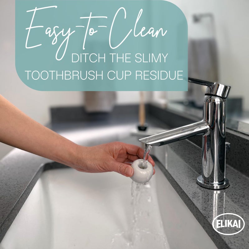 ELIKAI Small Toothbrush Holder for Bathrooms with Tray, Standing Ceramic Toothbrush Holder for Bathroom(4 Holders) - Image 3