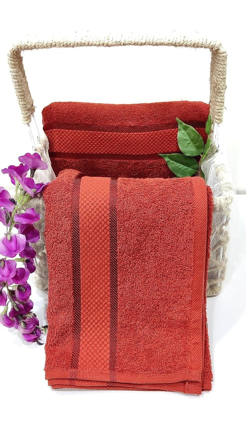 Caslino Pure Cotton Bath Towels Pack of 2 Soft and Absorbent 70 x 140 cm 400 GSM Large Size Towel for Women Men Pack of 2 Red - Image 3