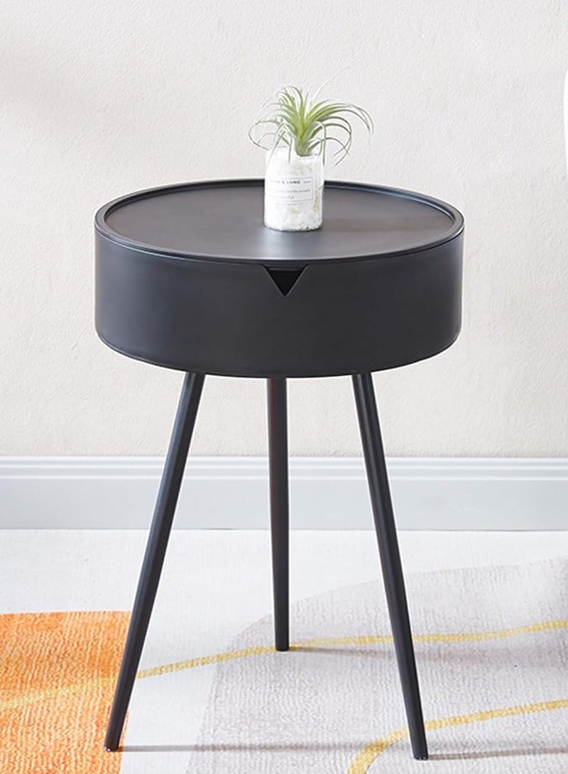 DubaiGallery Modern Round Bedside Table with Drawer - Plastic Nightstand with Storage, Contemporary Mini Side End Table, Versatile Circle Corner Stand with Special Functions, Ideal for Bedroom Organizing - Works without Power, Suitable for Various Holidays  - Image 1