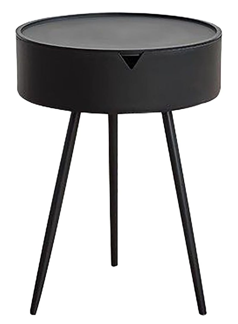 DubaiGallery Modern Round Bedside Table with Drawer - Plastic Nightstand with Storage, Contemporary Mini Side End Table, Versatile Circle Corner Stand with Special Functions, Ideal for Bedroom Organizing - Works without Power, Suitable for Various Holidays  - Image 2