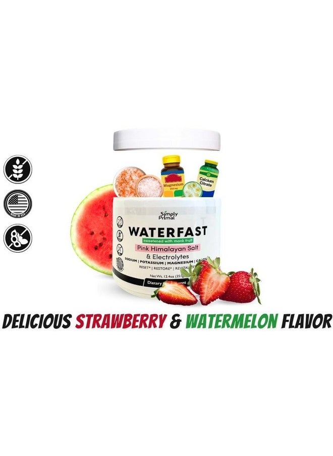 Health & Household - Simply Primal Waterfast Monk Fruit Keto Electrolyte Powder For Fasting And Hydration- Strawberry Watermelon Flavor | Pink Himalayan Salt (Sodium), Potassium, Magnesium, Calcium | Sugar Free - Image 1