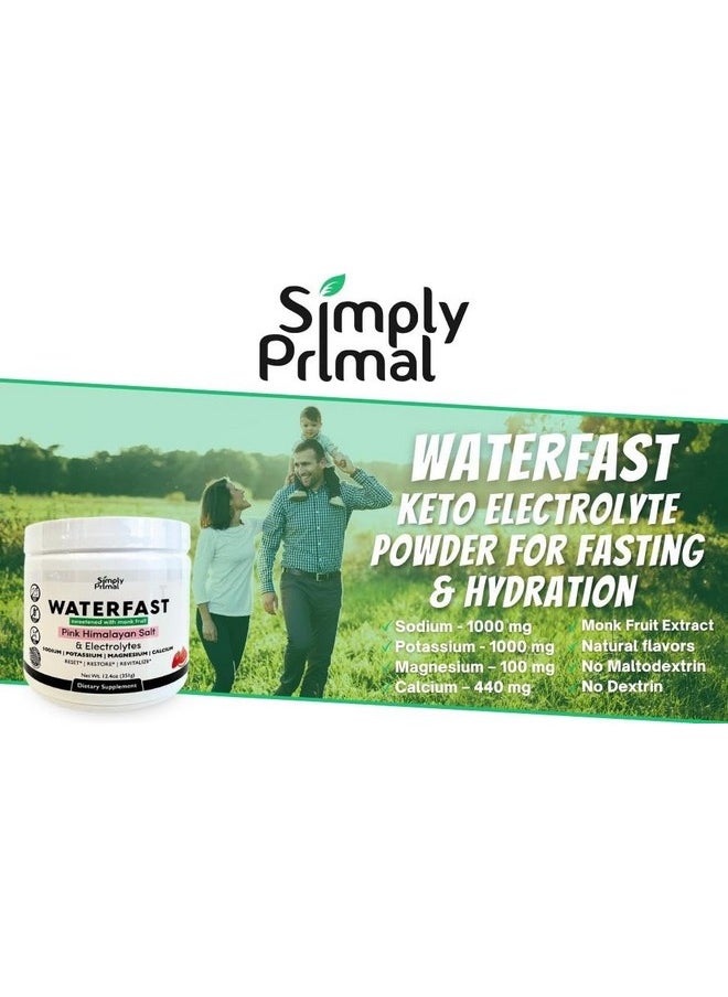 Health & Household - Simply Primal Waterfast Monk Fruit Keto Electrolyte Powder For Fasting And Hydration- Strawberry Watermelon Flavor | Pink Himalayan Salt (Sodium), Potassium, Magnesium, Calcium | Sugar Free - Image 1