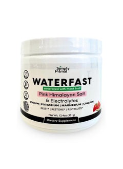Simply Primal Waterfast Monk Fruit Keto Electrolyte Powder For Fasting And Hydration- Strawberry Watermelon Flavor | Pink Himalayan Salt (Sodium), Potassium, Magnesium, Calcium | Sugar Free