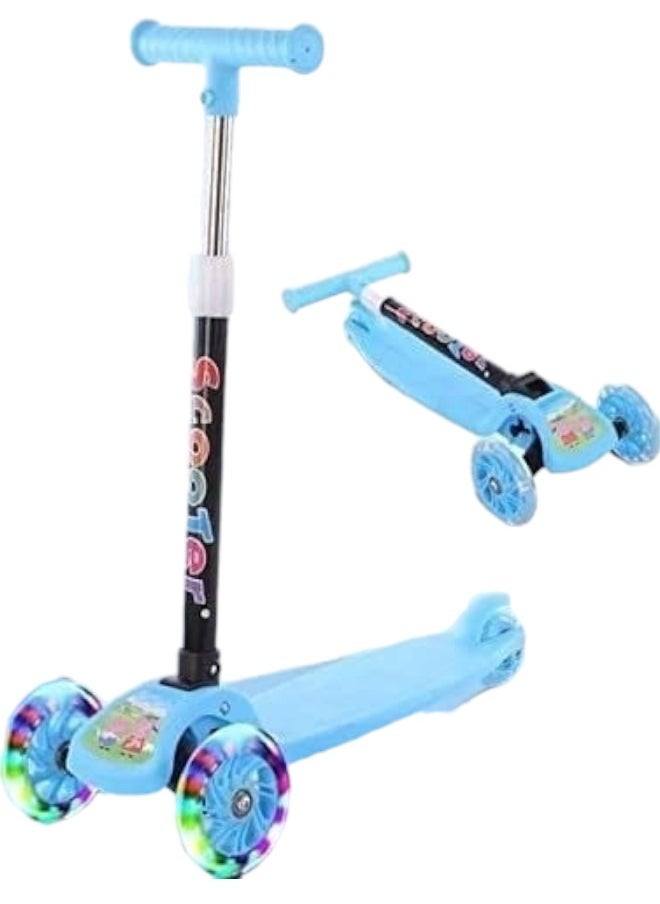 Toy Box - Kick Scooters for Kids, 4 Adjustable Height Foldable Scooter, PU LED Wheels, 3 Wheel Scooter for Kids for Girls and Boys Outdoor - Blue 2 to 5 years - Image 1