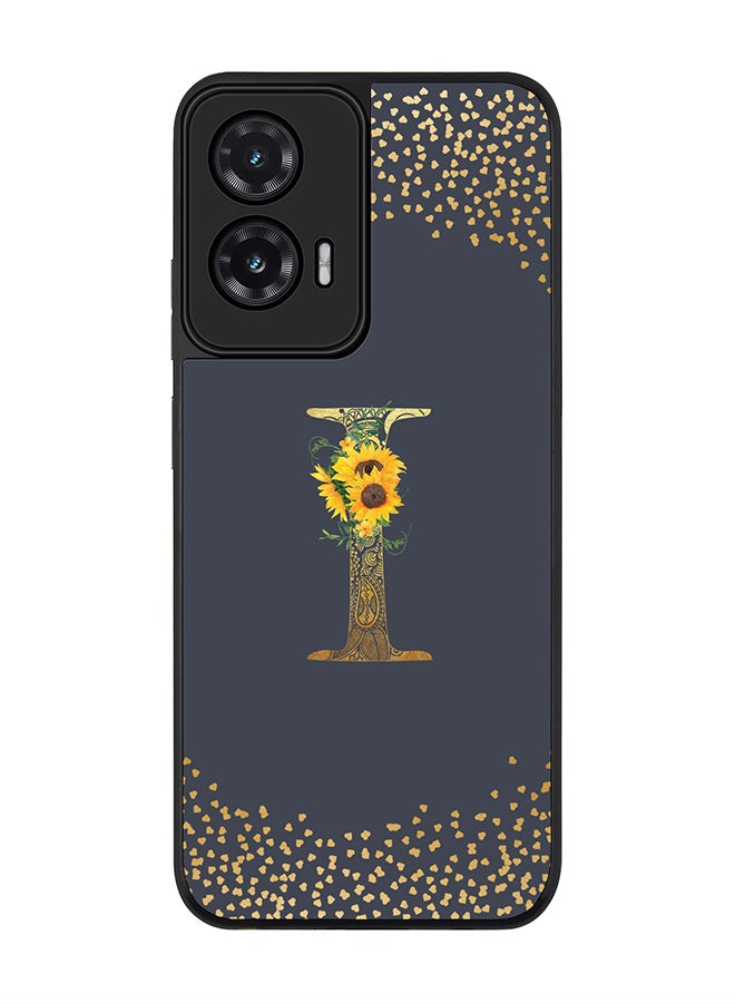 Stylizedd For Motorola Moto G35 Case,Slim fit Camera Protection, Shockproof Thin Phone cover  - Custom Floral Monogram - I  (Grey )