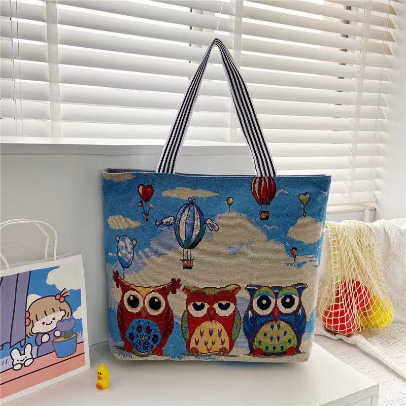 Harajuku Style Jacquard Canvas Bag, Artistic Large-Capacity Shoulder Bag, Linen Trendy Cool Ethnic Style Women'S Bag - Image 3