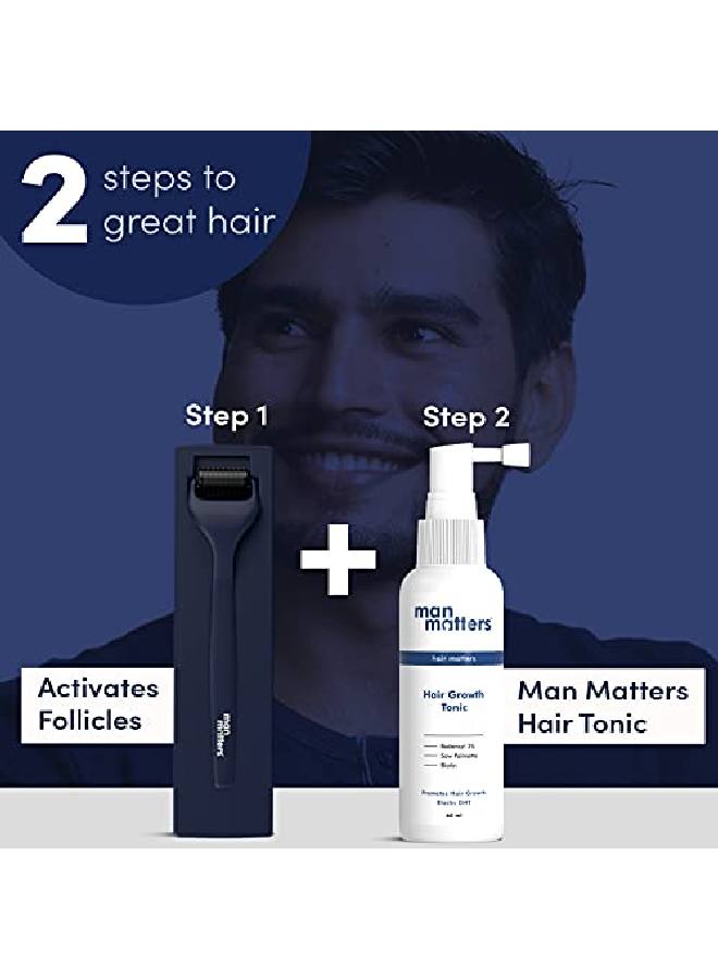 Man Matters Advance Derma Roller for Men with Premium Design | For & Beard | 540 Micro 0.5mm Titanium Alloy Needles | Reduces Hair Fall | Stimulates Hair Follicles | Safe Easy & Effective To Use - Image 5