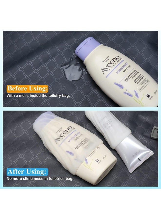 HY 4 Pack Silicone Elastic Sleeves, Leak Proof, Reusable Accessory for Most Travel Container in Luggage, White - Image 3