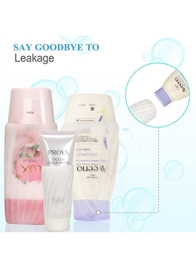 HY 4 Pack Silicone Elastic Sleeves, Leak Proof, Reusable Accessory for Most Travel Container in Luggage, White - Image 5