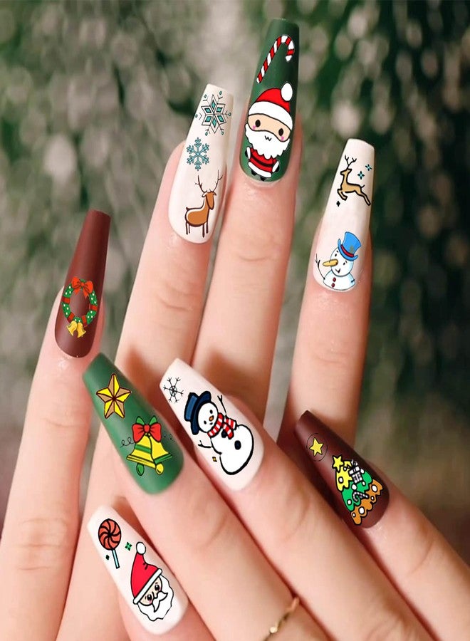 COKTAK 6 Sheets Christmas Nail Art Stickers Decals for Women Manicure, Funny Santa Claus Elk Deer Self-Adhesive Nail Decals Stickers, Xmas Snowman Nail Decoration Christmas Accessories Party Supplies - Image 4