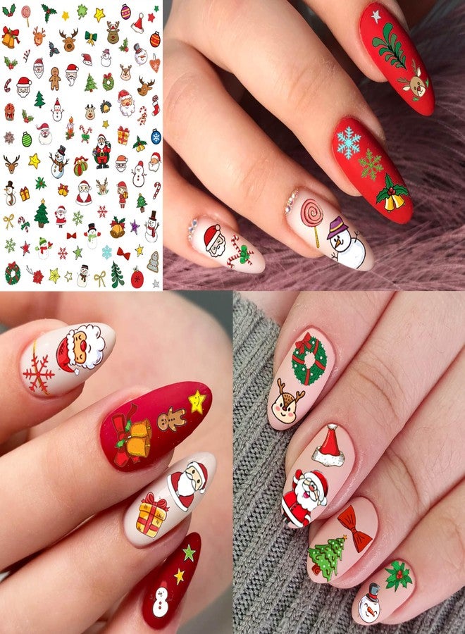 COKTAK 6 Sheets Christmas Nail Art Stickers Decals for Women Manicure, Funny Santa Claus Elk Deer Self-Adhesive Nail Decals Stickers, Xmas Snowman Nail Decoration Christmas Accessories Party Supplies - Image 3