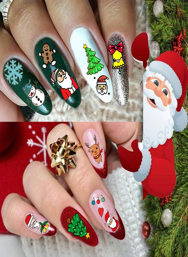 COKTAK 6 Sheets Christmas Nail Art Stickers Decals for Women Manicure, Funny Santa Claus Elk Deer Self-Adhesive Nail Decals Stickers, Xmas Snowman Nail Decoration Christmas Accessories Party Supplies - Image 2