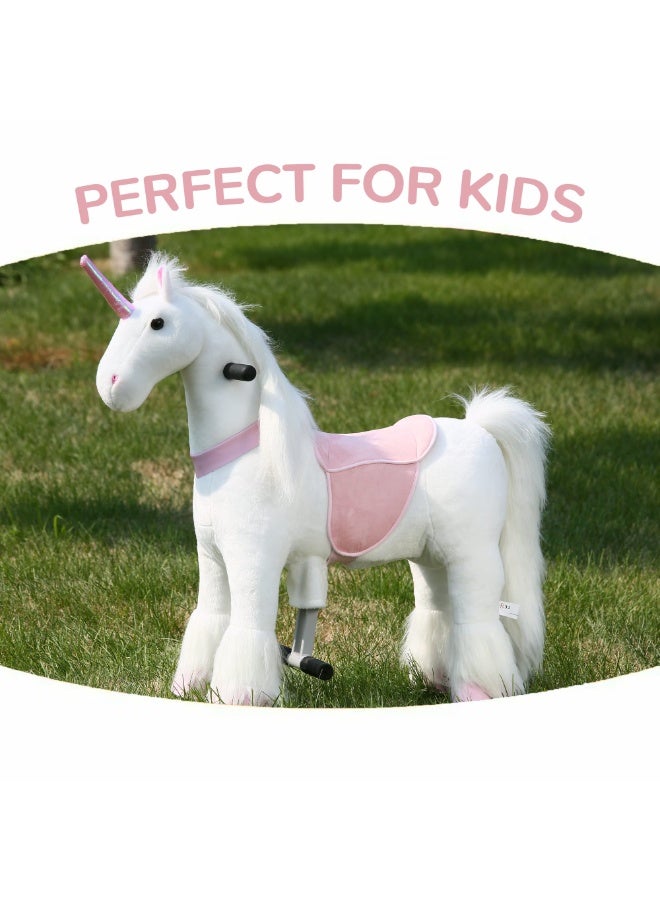 Pink Unicorn Pony Rideamal Ride-On Cycle Toy For Kids – Mechanical Plush Ride-On With Handlebar Steering, No Battery, Indoor & Outdoor Use, Age 3+ - Image 3