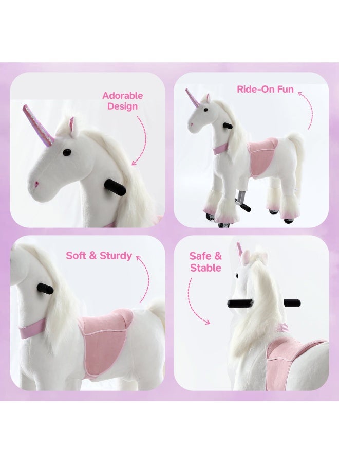 Pink Unicorn Pony Rideamal Ride-On Cycle Toy For Kids – Mechanical Plush Ride-On With Handlebar Steering, No Battery, Indoor & Outdoor Use, Age 3+ - Image 2