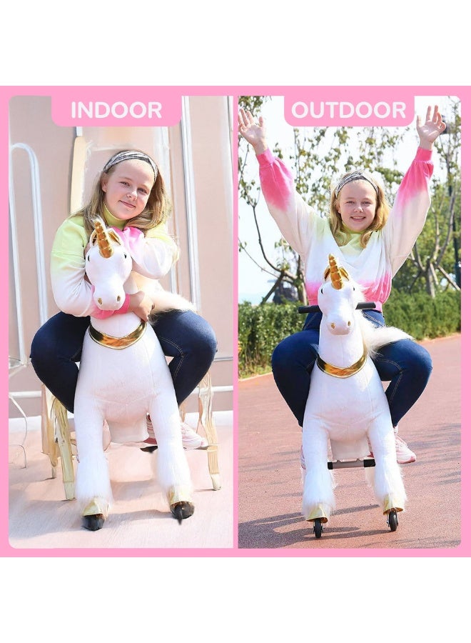Pink Unicorn Pony Rideamal Ride-On Cycle Toy For Kids – Mechanical Plush Ride-On With Handlebar Steering, No Battery, Indoor & Outdoor Use, Age 3+ - Image 1