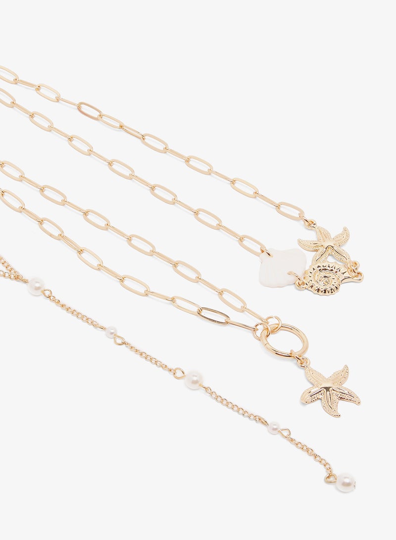 Ginger Gold Drop Down Necklace - Image 1