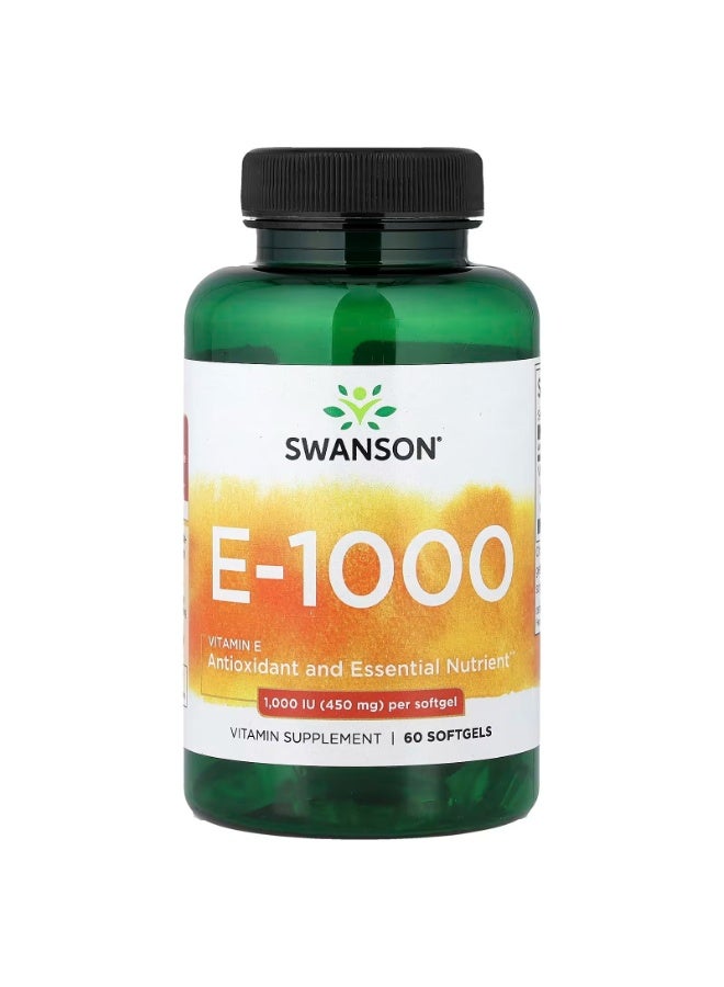 Swanson, Vitamin E, 1,000 IU, 60 Softgels