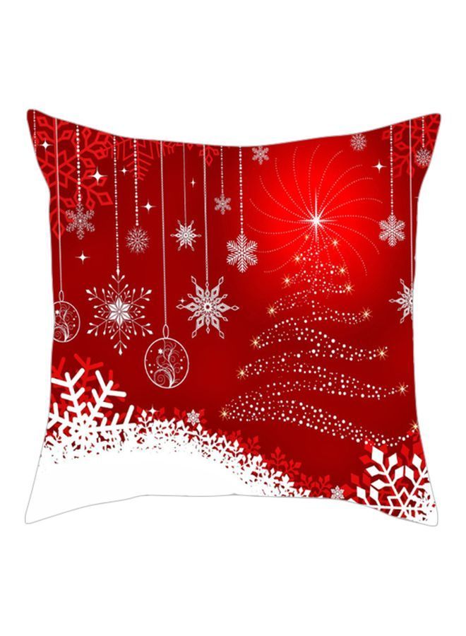 نيبمينينت غطاء وسادة بطبعة بلورات ثلجية أحمر/أبيض 45x45سم