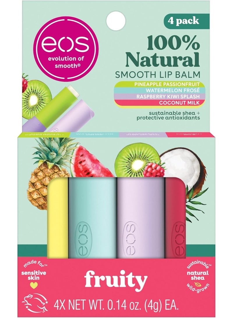 eos 100% Natural Lip Balms- Coconut Milk, Pineapple Passionfruit, Watermelon Frosé & Raspberry Kiwi Splash, All-Day Moisture Lip Care, 0.14 oz, 4-Pack - Image 1
