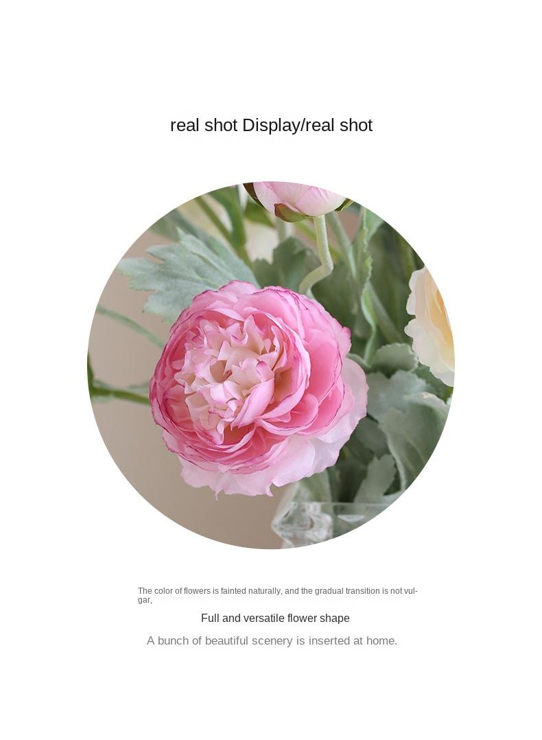 Generic 5-Pieces Artificial flower simulation dew lotus 3 head home decoration plants purplish red  - Image 3
