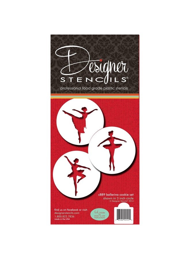 Designer Stencils Ballerina Cookie Stencil Set, Beige/Semi-Transparent, fits 3 inch circle - Image 1