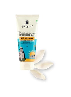 PILGRIM Pilgrim 1% Hyaluronic Acid Sunscreen Gel | Sunscreen SPF 50 +++ for men and women with Korean White Lotus | Broad spectrum, Non-greasy, No white cast & Prevents Tanning | All skin types | 50 gm  - Image 2