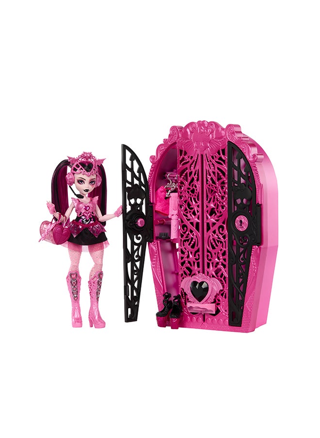 MONSTER HIGH - Skulltimate Secrets Doll & Accessories Set, Monster Mysteries Draculaura with Dress-Up Closet & 19+ Surprises including Clothes - Image 1