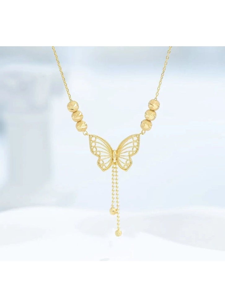 لاتين قلادة من الفولاذ التيتانيوم المطلي بالذهب عيار 14 قيراطًا للنساء، قلادة فراشة مجوهرات أنيقة للارتداء اليومي أو الهدايا - Image 3