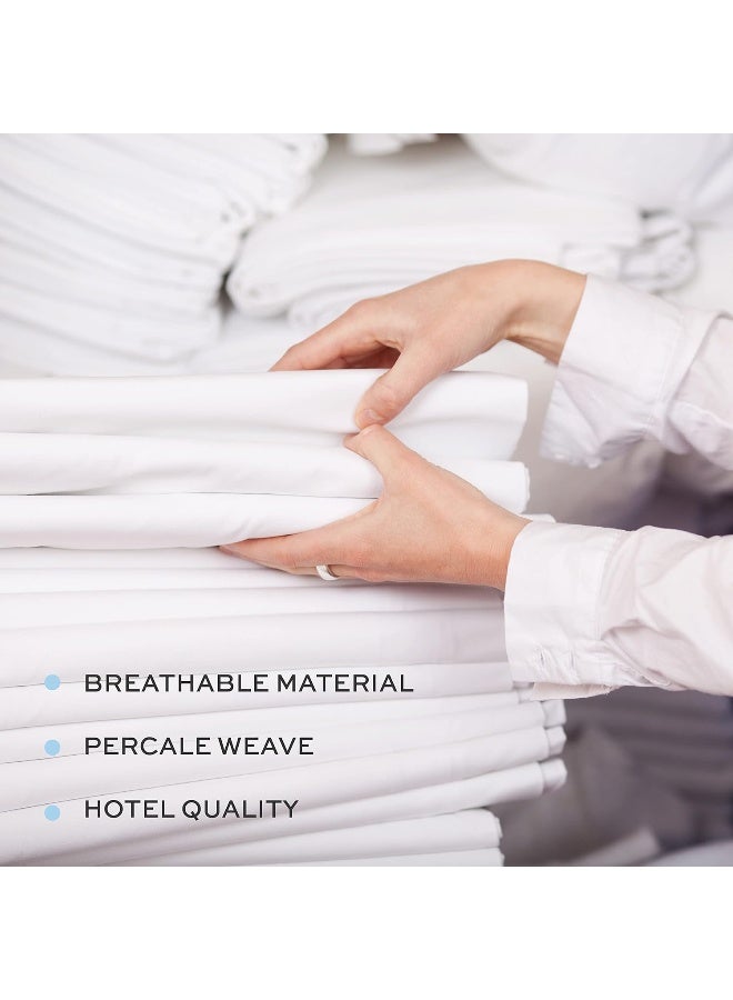 White Classic White Classic Twin Flat Sheets 6 Pack White Cotton Flat Bed Sheet 66x104 Inches 200 Thread Count Hospital Bed Sheets  - Image 4