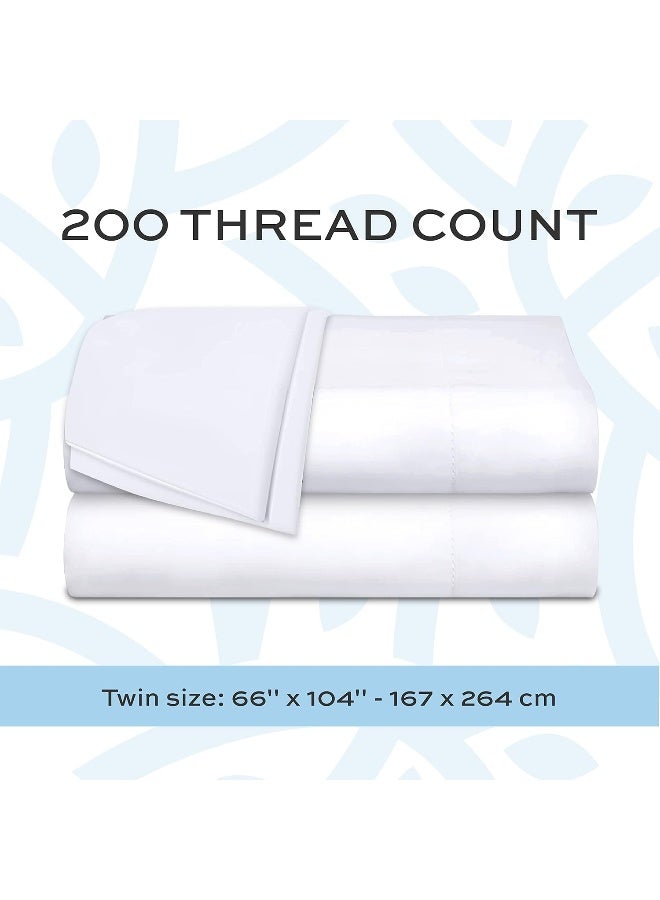 White Classic White Classic Twin Flat Sheets 6 Pack White Cotton Flat Bed Sheet 66x104 Inches 200 Thread Count Hospital Bed Sheets  - Image 5