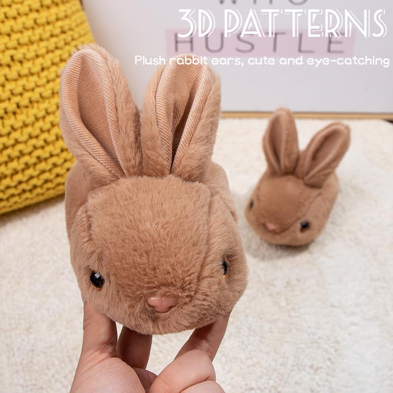 Fadezar Toddler Slippers Girl Boy House Rabbit Winter Bunny Soft Plush Indoor Girls Boys Slipper Cover Heel Brown 6.5-7.5 toddler CN 150 - Image 4