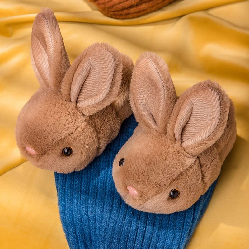 Fadezar Toddler Slippers Girl Boy House Rabbit Winter Bunny Soft Plush Indoor Girls Boys Slipper Cover Heel Brown 6.5-7.5 toddler CN 150 - Image 2