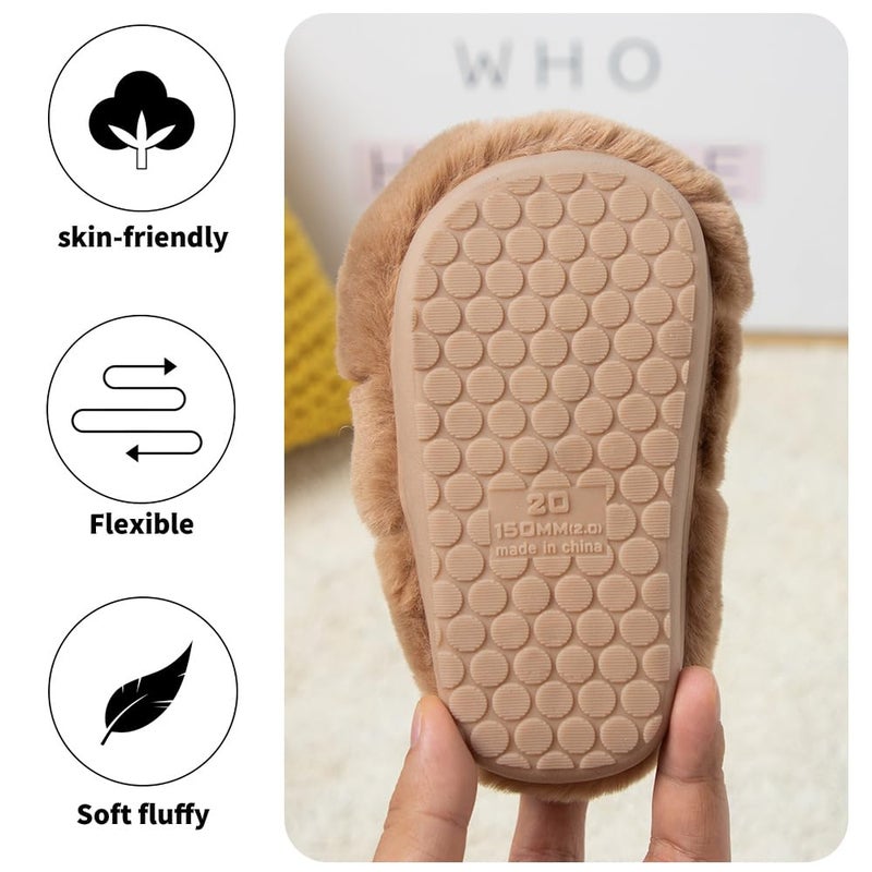 Fadezar Toddler Slippers Girl Boy House Rabbit Winter Bunny Soft Plush Indoor Girls Boys Slipper Cover Heel Brown 6.5-7.5 toddler CN 150 - Image 3