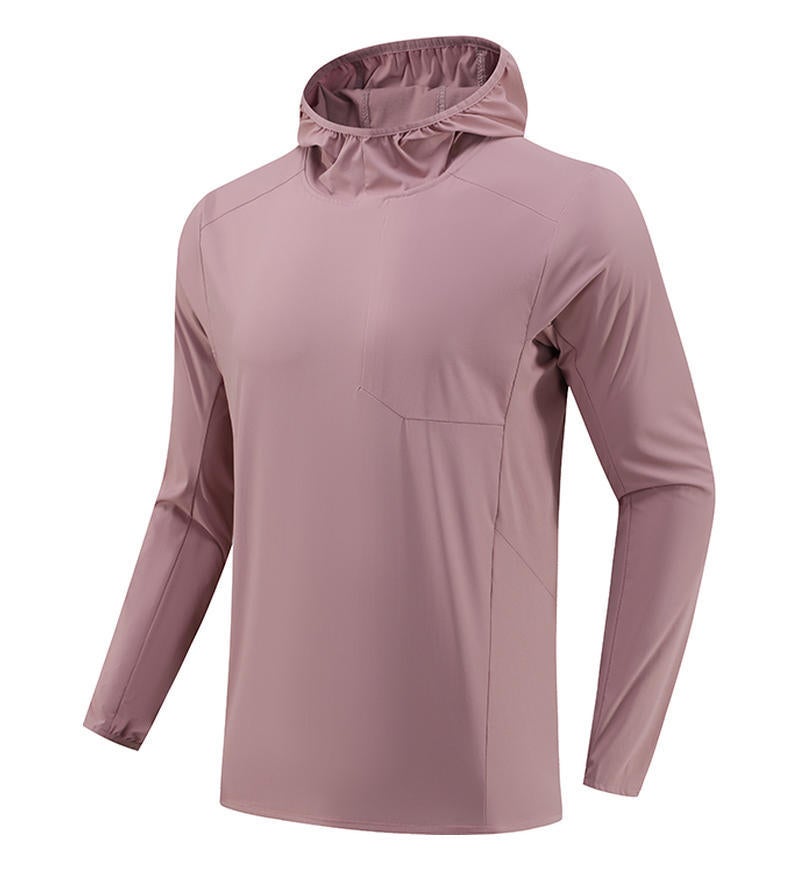 Generic Autumn Birds Sport Quick-Dry Hooded Windbreaker T-Shirt Coral red 