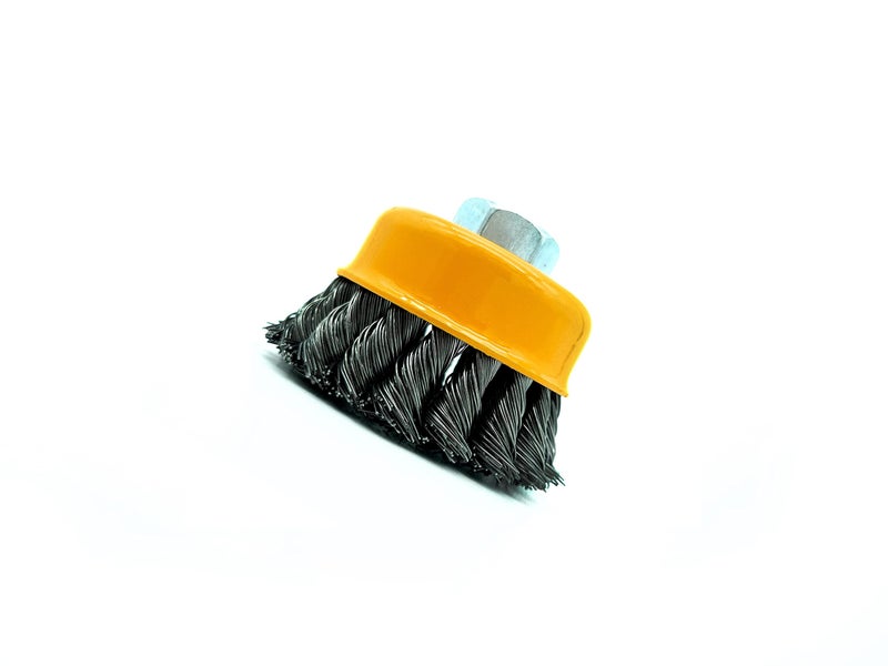 S-ZONE SZONE® Angle Grinder Wire Cup Brush Suitable For Steel, Cast steel, Dia: 3 Inch , Thread: M10x1.5, Wire dia: 0.5mm, Wire length: 23mm (assorted color) - Image 1