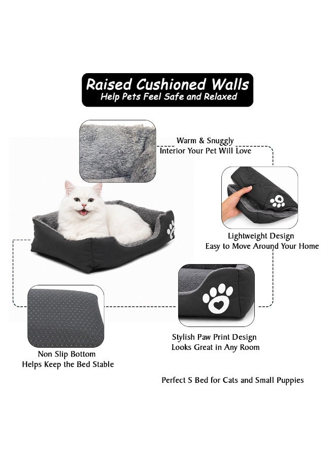NNC PETS Pet cushion for Puppies and kittens, Soft Plush pet bed with Raised sides and Warm, 53 cm sleeping mat with Non-slip, Comfortable, Head & Neck Support, and Breathable & Lightweight (Black) - Image 5